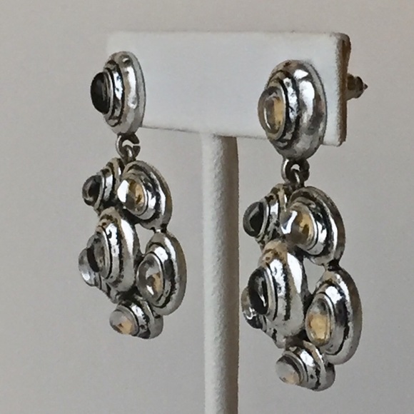 Silver Tone Statement Drop Pierced Earrings - Picture 3 of 8